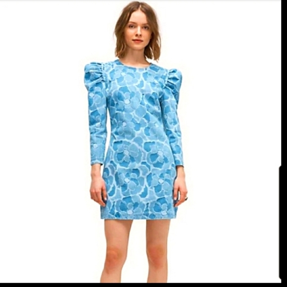 NWT Kate Spade Abstract Peony Denim Dress - Picture 9 of 12